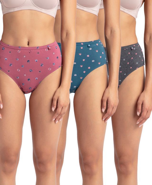 Jockey 1406 Women's Super Combed Cotton Mid Waist Hipster Panty|PO3 | Multicolor Dark assorted-S