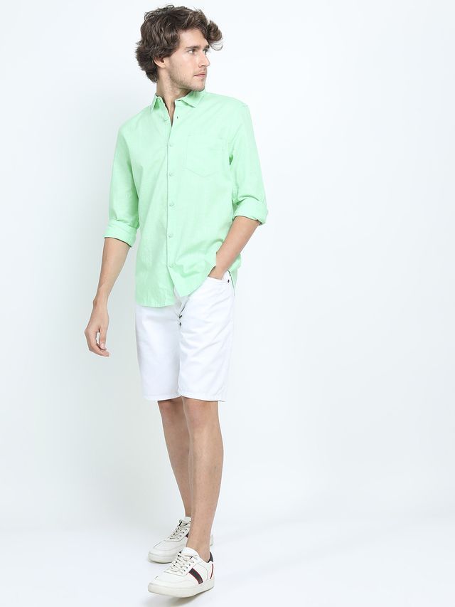 Ketch Men Solid Slim Fit Cotton Casual Shirt | Green | M