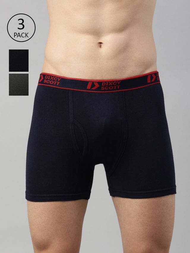 Dixcy Scott Originals Men'S Trunk Modern Fit Solid Innerwear (Multicolor-Pack Of 3)