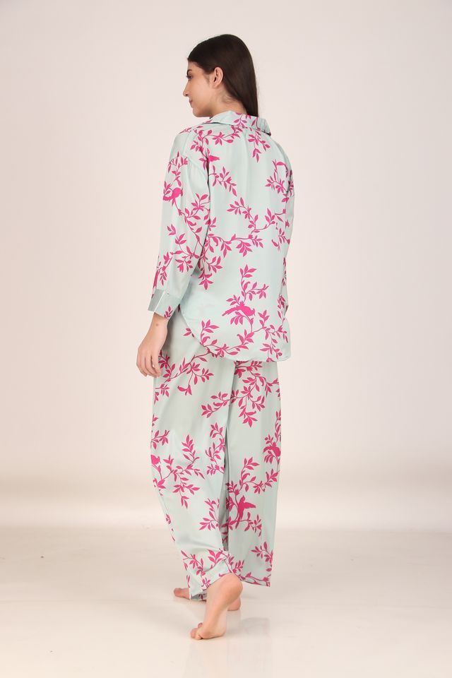 Masha Women's Leaves Pink Oversized Pajamas | Set | XL