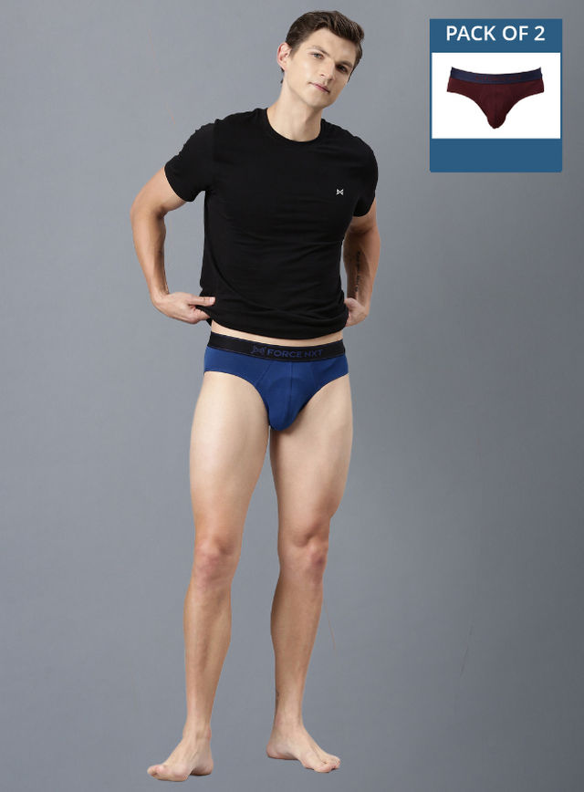 Force Nxt Men's Super Combed Cotton Four Way Stretch Solid Brief | Assorted - XL