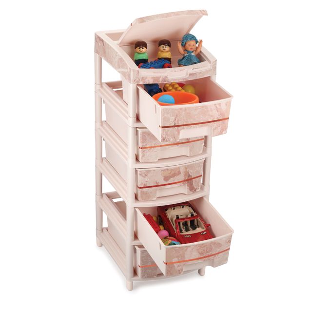 Liza Industries Orry 5 Big Drawer With Marble Foil & Extra Compartment (Colour May Vary)