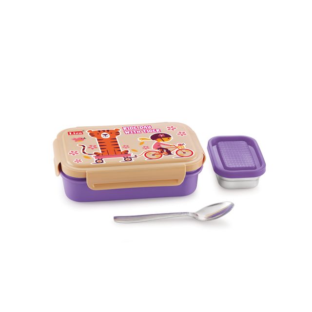 Liza Good Food Lunch Box With Inner Steel Big Rock Purple
