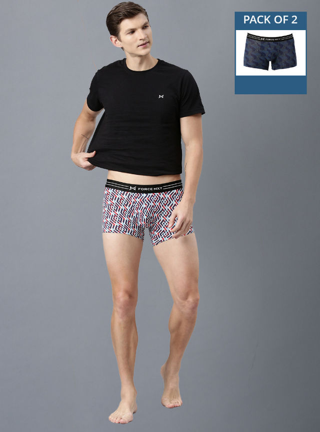 Force Nxt Men's Ultrasoft Micromodal Four Way Stretch Printed Trunk | Assorted - M