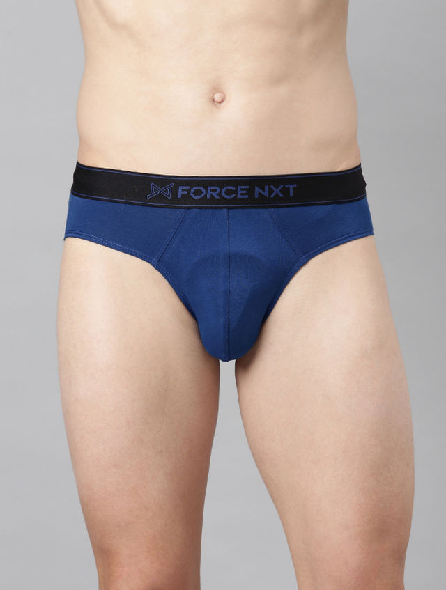 Force Nxt Men's Super Combed Cotton Four Way Stretch Solid Brief | Assorted - XL