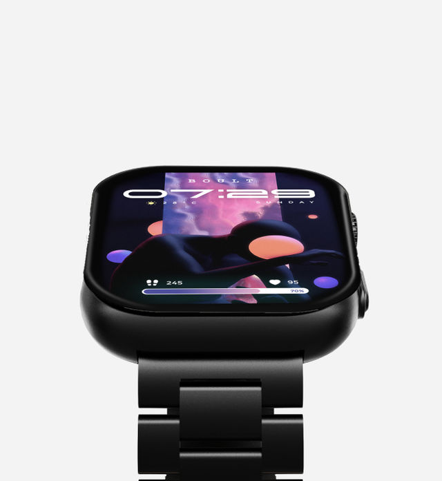 Boult Crownx 2.0" Hd Screen, Bt Calling,1000Nits, Metallic Frame, Spo2 Smartwatch (Jet Black Strap)