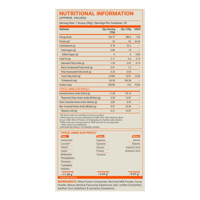 Fuel One Whey Protein, 24g Protein, 5.29g BCAA & 4.2g Glutamic Acid, Chocolate