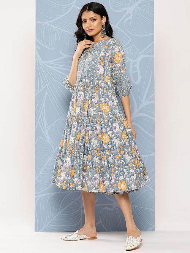 Libas Women's Floral Cotton Dress | Blue - S