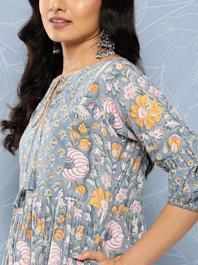 Libas Women's Floral Cotton Dress | Blue - S