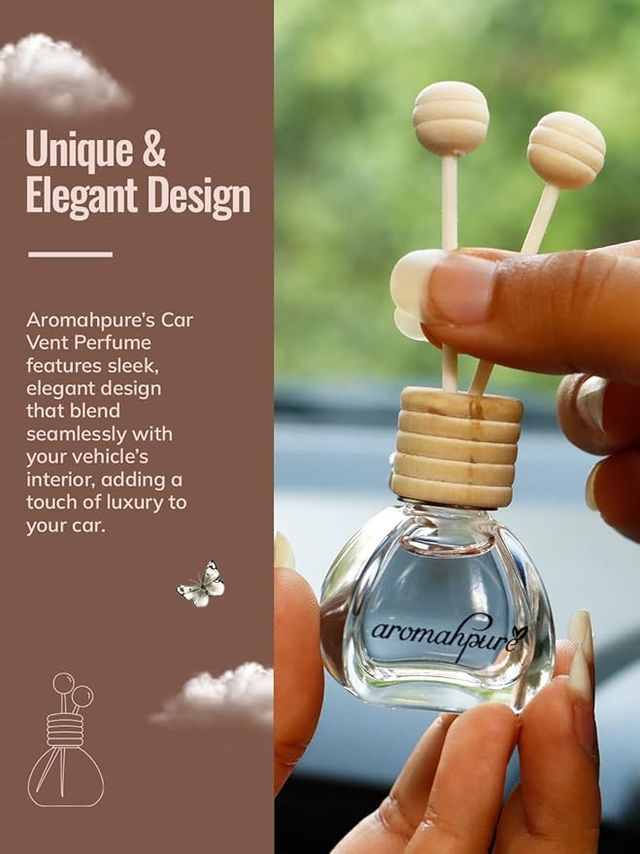 Aromahpure Car Perfume Vent Clip with Reed Stick | Oudh Fragrance | Last upto 30 days - Pack Of 2 28 ml X 2 Combo