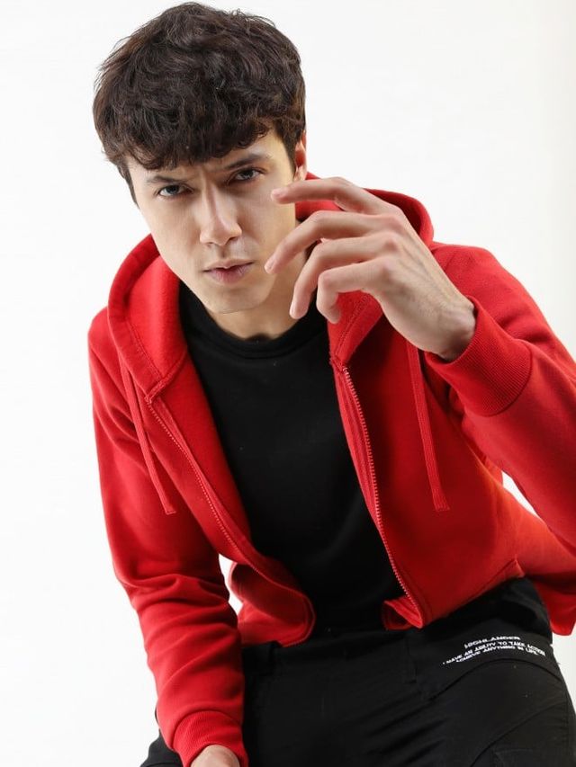 Buy Ketch Men Hooded Solid Sweatshirt | Red | M Online - Price