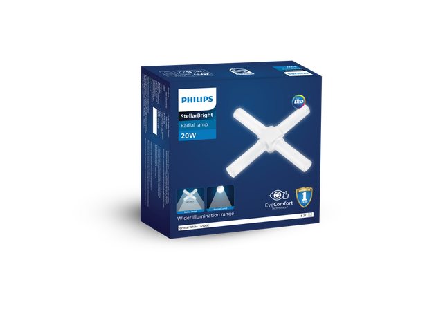 Philips Stellar Bright Radial 20W Led Bulb Crystal White | B22 Base Holder