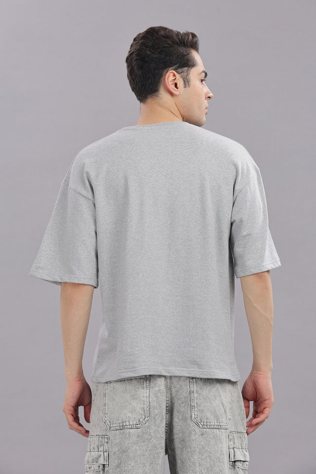 Springman Men Cotton French Terry Oversized T-shirt | Grey - XL