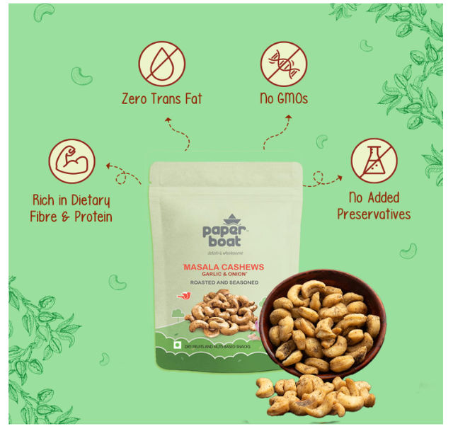 Paper Boat Masala Cashews- Garlic And Onion