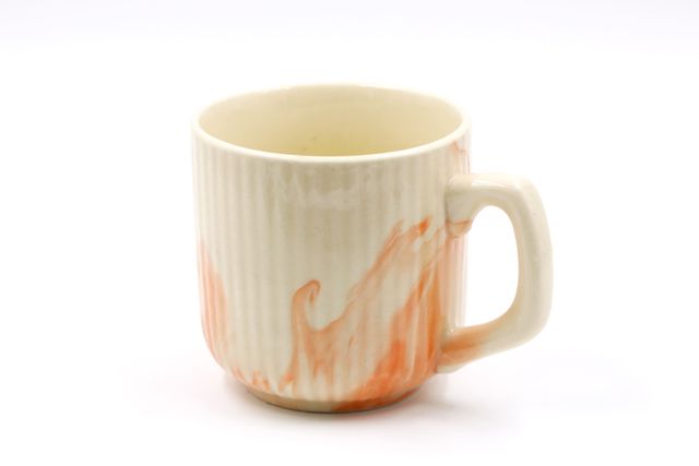 BAY6 Stoneware Italian Milk & Coffee Mug - White & Orange - 250 ML