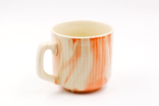 BAY6 Stoneware Italian Milk & Coffee Mug - White & Orange - 250 ML