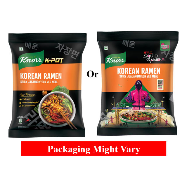 Knorr Korean Ramen Spicy Jjajangmyeon Veg Meal(110gms) & Coke Zero Can(300ml) Combo