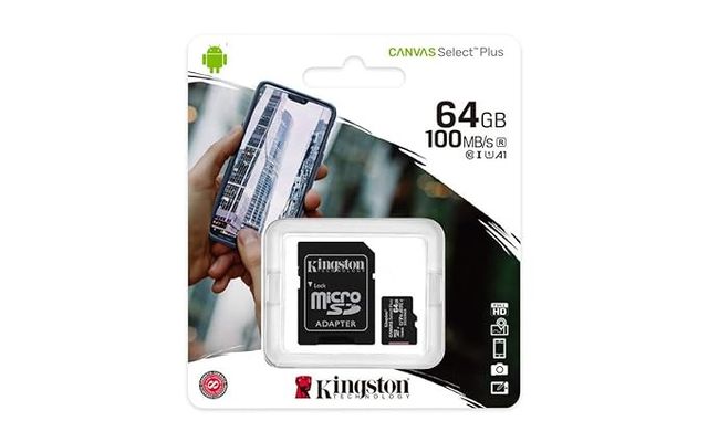 Kingston Canvas Select Plus 64Gb Microsd Card Class 10 Uhs-I 100Mb/S With Adapter (Sdcs2/64Gbin)