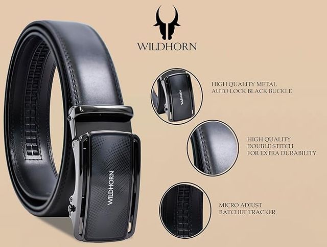WILDHORN Men's Leather Belt Gift Set with 2 Interchangeable