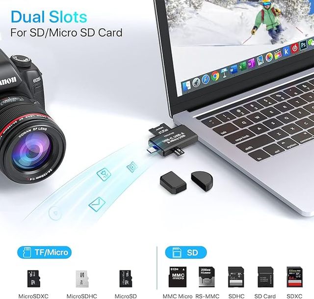 Sounce 3 In 1 Sd Card Reader Usb Type C, Usb 3.0 And Micro Usb Otg Memory Card Adapter,Black