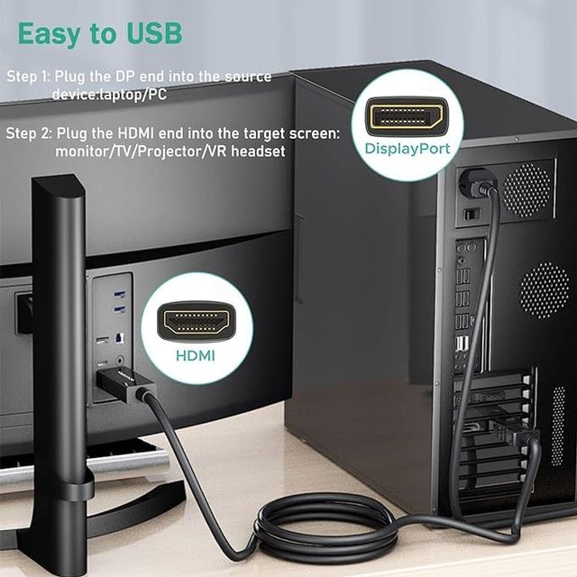 Sounce DisplayPort to HDMI Cable,1080p@60Hz Uni-Directional UHD DP to HDMI Audio & Video Display Cable for Projector, Laptop,TV,Monitor,MacBook 1.8 Meter(6FT)-Black