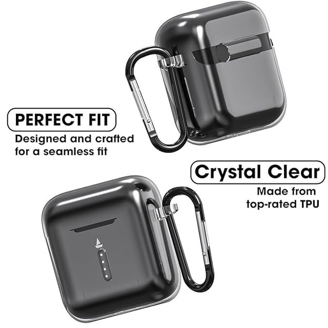 Sounce Silicone Case Cover for Boat Airdopes 141 | Shock-Absorbing | with Keychain & Front LED Visible, Transparent