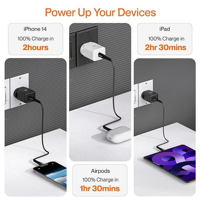 Ambrane 20W Type C Mobile Charger Adapter, Fast Charging For Android & Ios (Charge 20, Black)