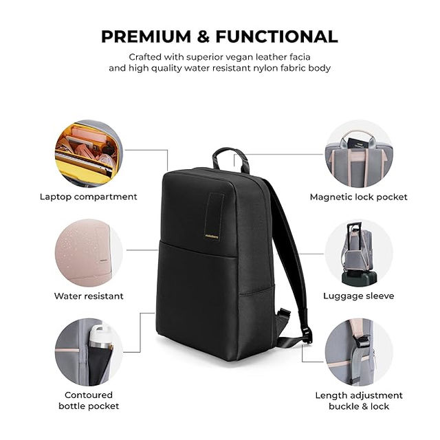Mokobara Unisex Solid Vegan Leather 16 L Laptop Backpack - Buy at
