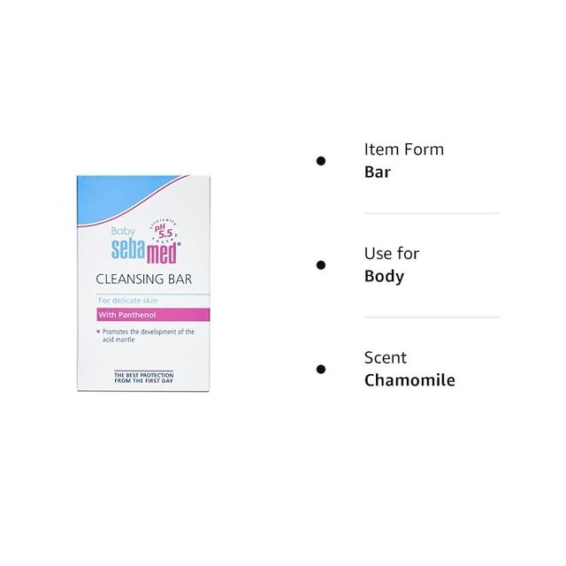 Sebamed Cleansing Bar pH 5.5 Baby Soap For Kids | White | 1 month - 6 years