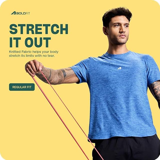 Boldfit Men's Gym T-shirt | 3005 | Blue Melange - L