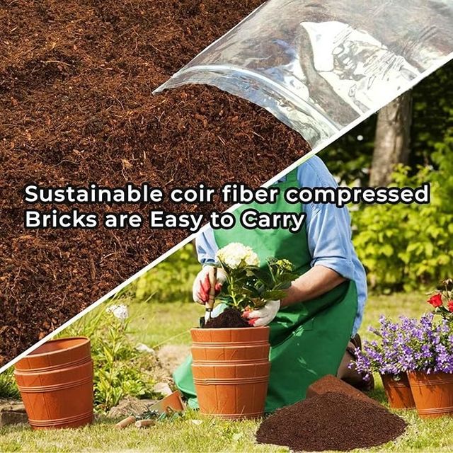 GARDENS COIR - Cocopeat Block (Expands upto 75 LTR, 10.5 x 15 cm) Home Gardening