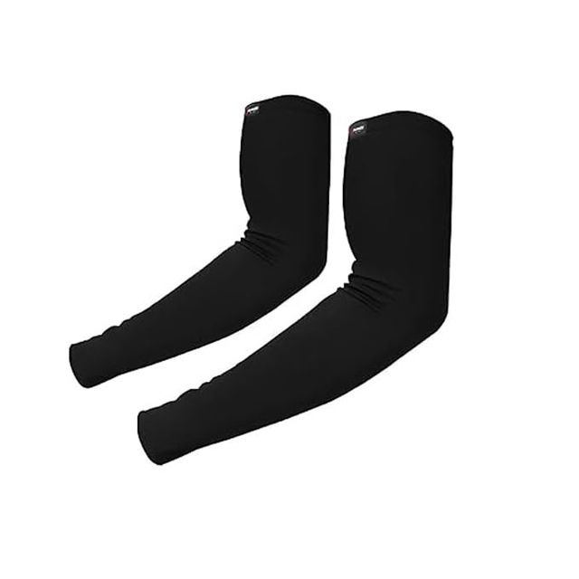 Autoguys Ff|1 Full|Finger Bike Riding Gloves Knuckle Armour Hand Gloves Washable | Size | L, Black (1pc) & Autofy Pro Fit 240 Gsm Unisex Arm Sleeves | Uv Protection | Black (1pc) Combo