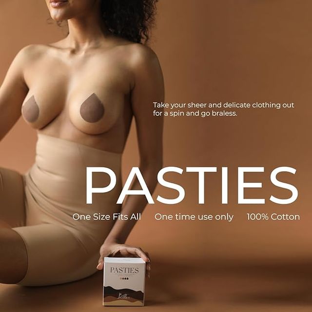 Buttchique Stick-On Pasties For Complete Coverage (Pack Of 10 Pairs, Cinnamon)