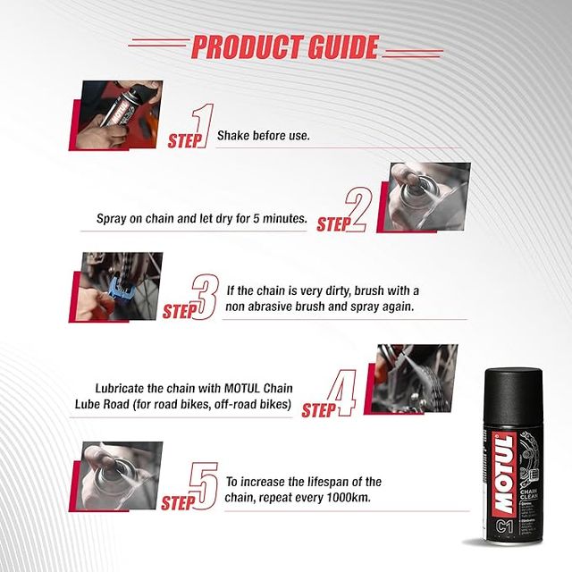 Motul Combo of C2 Chain Lube | 150 ml) and C1 Chain Clean for All Bikes | 150 ml