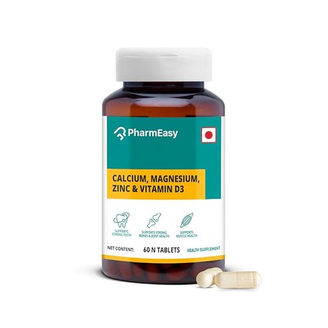 Pharmeasy Calcium, Magnesium, Vitamin D3 & Zinc - Bones & Dental Health