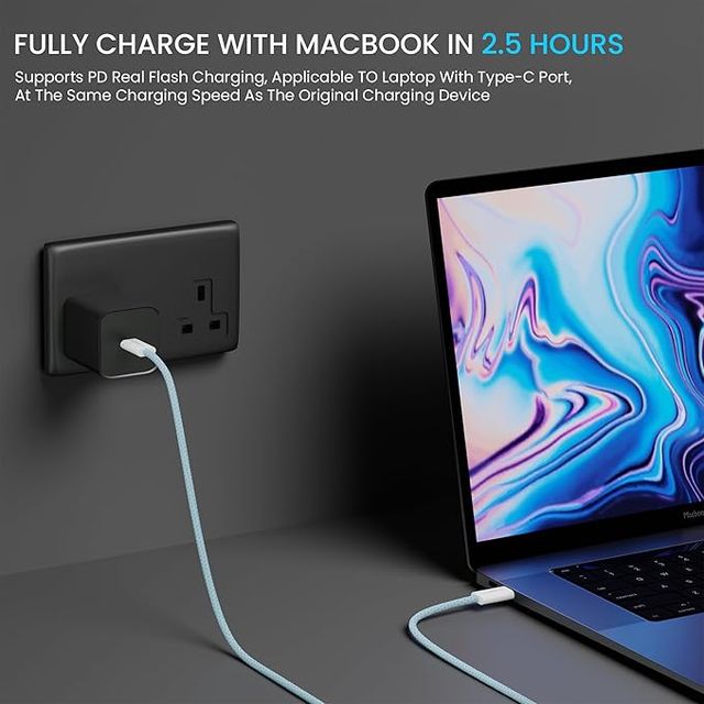 Hammer 65W Type C To Type C Braided Cable| Pd Fast Charging| Data Sync| 1.5 Meter (Blue)