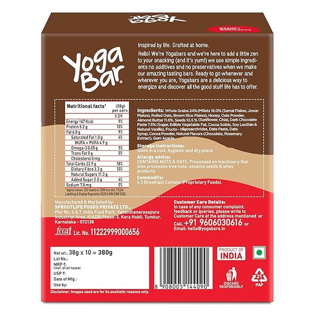 Yoga bar Energy Bar Chocolate Chunk Pack Of 10