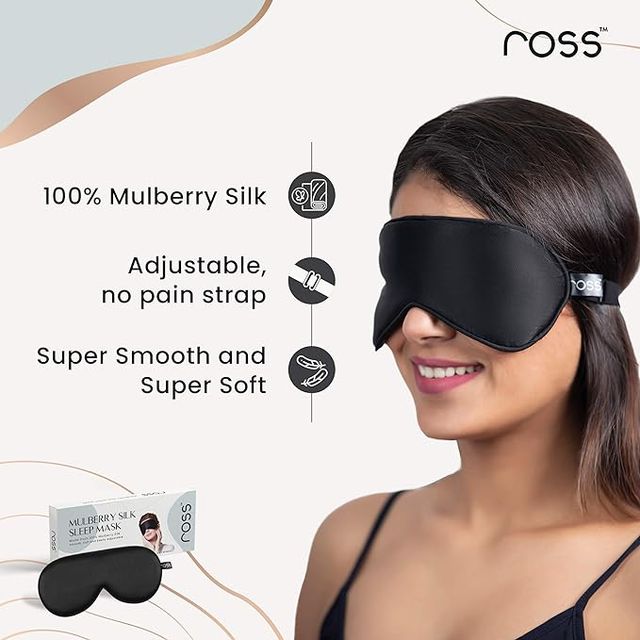 Kloy 100% Mulberry Silk Sleep Mask Eye Mask | Super Smooth For Blind Fold | Black