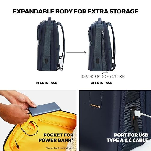 Mokobara Unisex Solid Nylon 23 L Top Handle Laptop Backpack | Blue