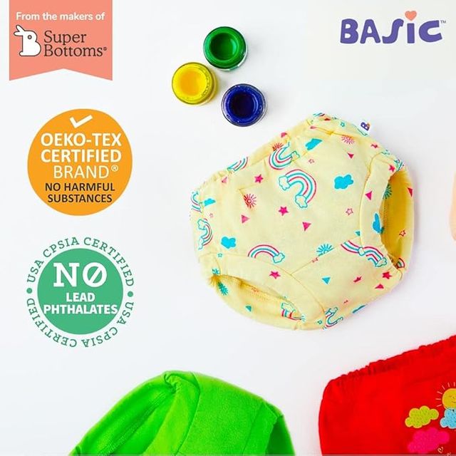 SuperBottoms BASIC Unisex Brief 2-3Y | 100% Pure Cotton Super Soft Innerwear Assorted