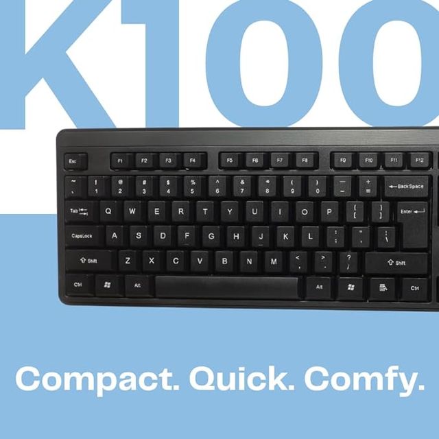 HP K100 Wired Keyboard| USB Plug & Play Setup | LED Indicators - 7J4G1AA