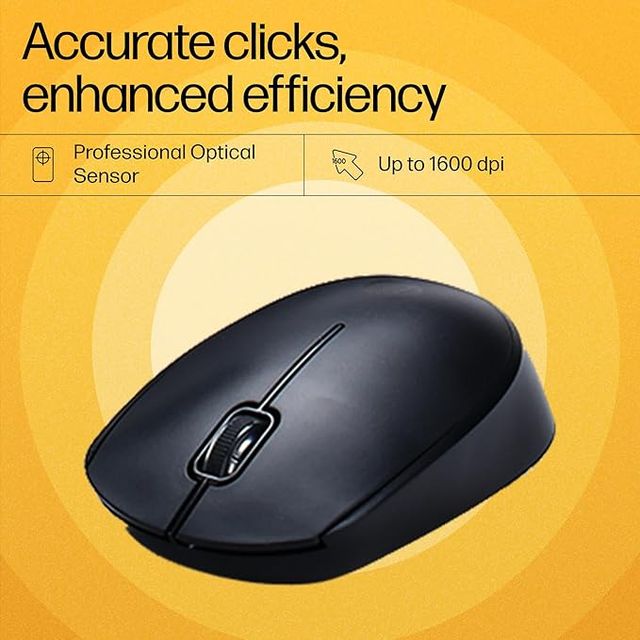 HP CS10 Wireless Keyboard Mouse Combo|2.4 GHz Wireless Connection| 1600 dpi|Black - 7YA13PA