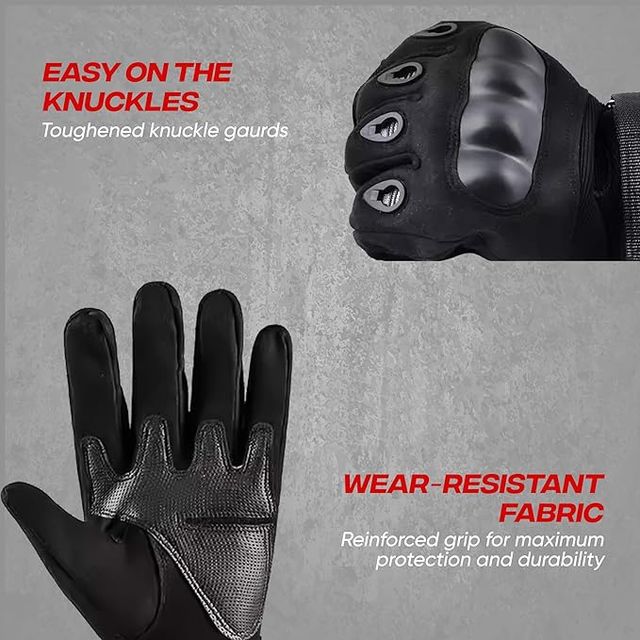 Autoguys Ff|1 Full|Finger Bike Riding Gloves Knuckle Armour Hand Gloves Washable | Size | L, Black (1pc) & Autofy Pro Fit 240 Gsm Unisex Arm Sleeves | Uv Protection | Black (1pc) Combo