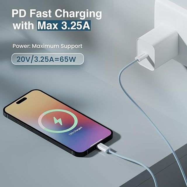 Hammer 65W Type C To Type C Braided Cable| Pd Fast Charging| Data Sync| 1.5 Meter (Blue)