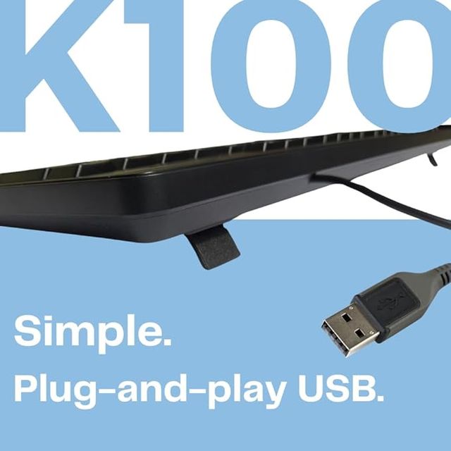 HP K100 Wired Keyboard| USB Plug & Play Setup | LED Indicators - 7J4G1AA