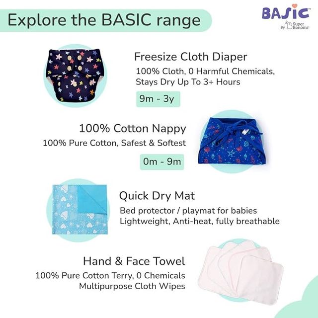 SuperBottoms BASIC Unisex Brief 2-3Y | 100% Pure Cotton Super Soft Innerwear Assorted