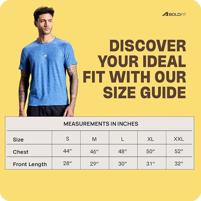 Boldfit Men's Gym T-shirt | 3005 | Blue Melange - L