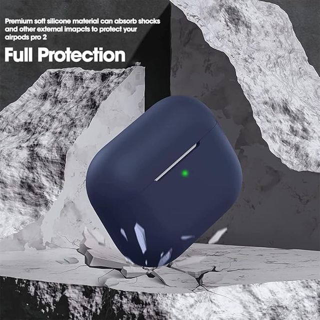 Sounce AirPods Pro 2nd Gen Case Cover | Shockproof Silicone with Keychain & LED Visible | Blue