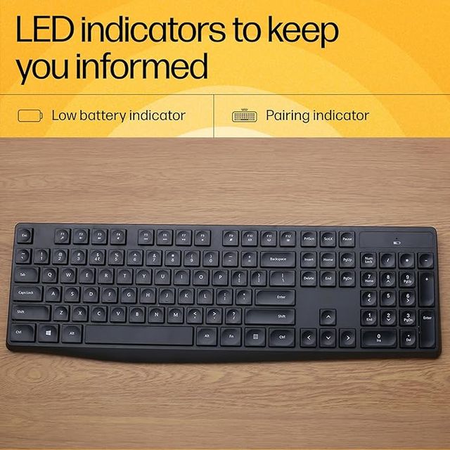 HP CS10 Wireless Keyboard Mouse Combo|2.4 GHz Wireless Connection| 1600 dpi|Black - 7YA13PA