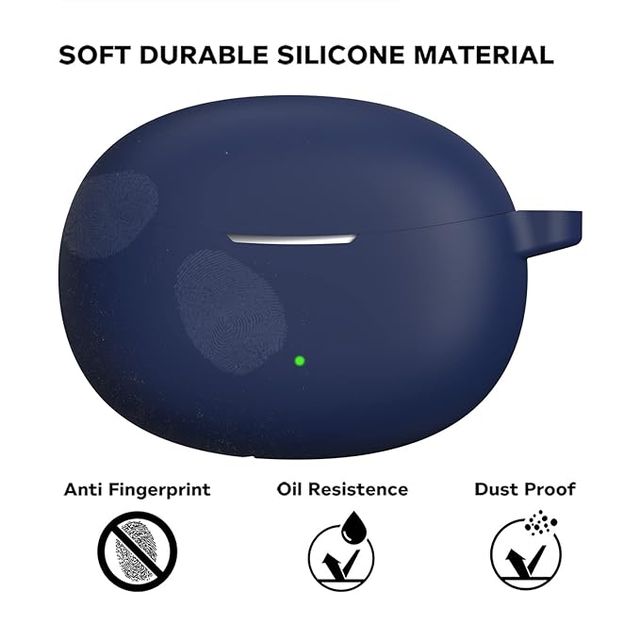 Sounce Portable Silicone Case Cover for Realme Buds Air 3 Neo | Anti-Dust with Keychain | Blue